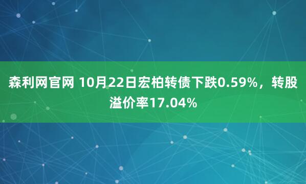 森利网官网 10月22日宏柏转债下跌0.59%，转股溢价率17.04%