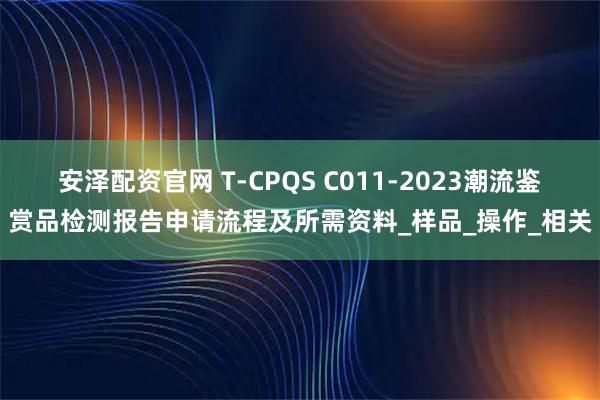 安泽配资官网 T-CPQS C011-2023潮流鉴赏品检测报告申请流程及所需资料_样品_操作_相关